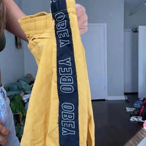 Obey Unisex Yellow Track Pants Sz. M